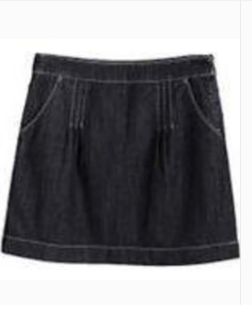 Elle Denim Skirt Womens 10 Dark Blue Pintuck Jean Stretch 4 Pockets Size Zip